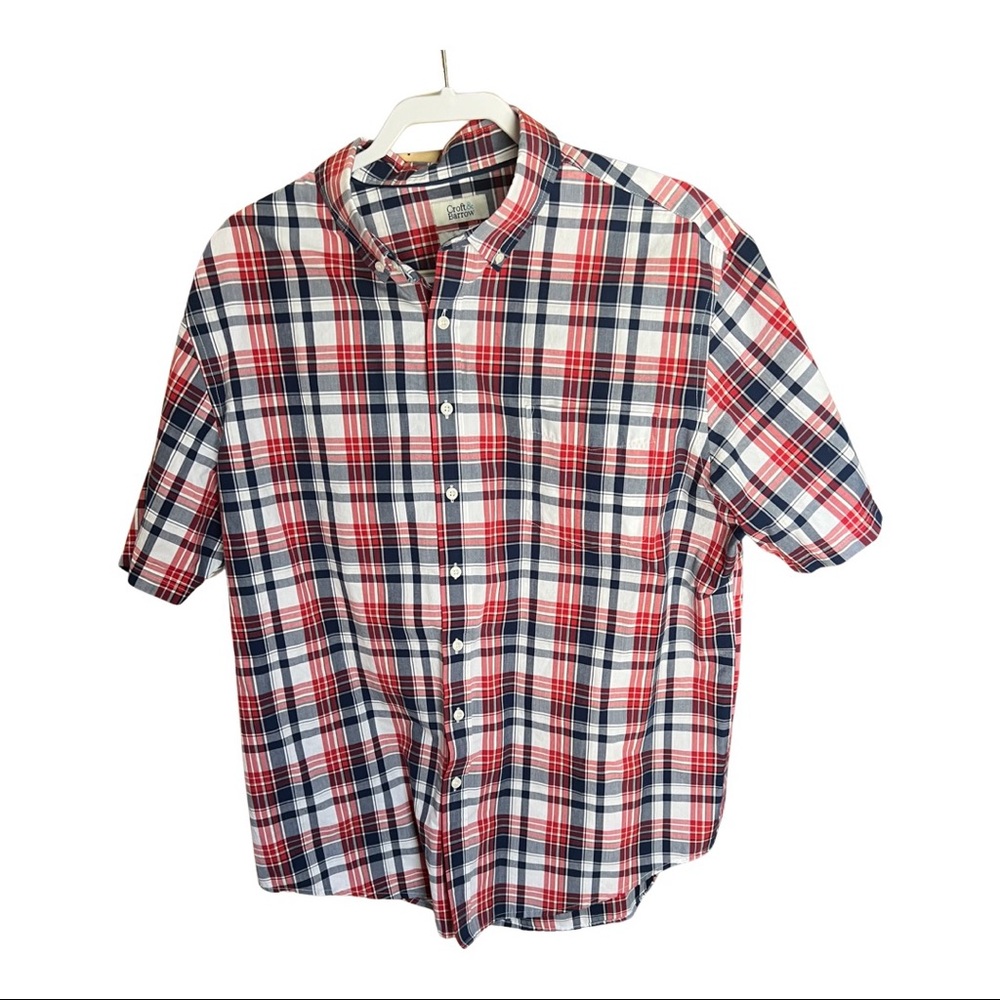 Croft and Borrow Mens Easy Care Button Down Shirt XL Multi Color Preowned